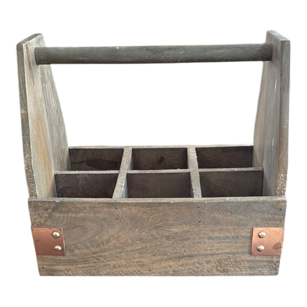 Tommy Bahama Drink Caddy Beer Bottle Crate Barn Distressed Wood Brass Opener